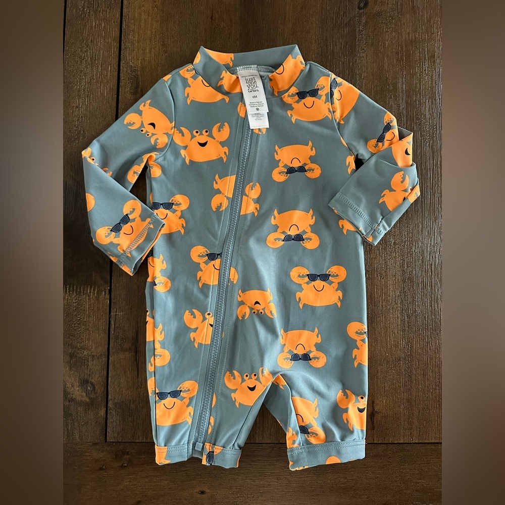 Carter's Orange Crab Print Footie